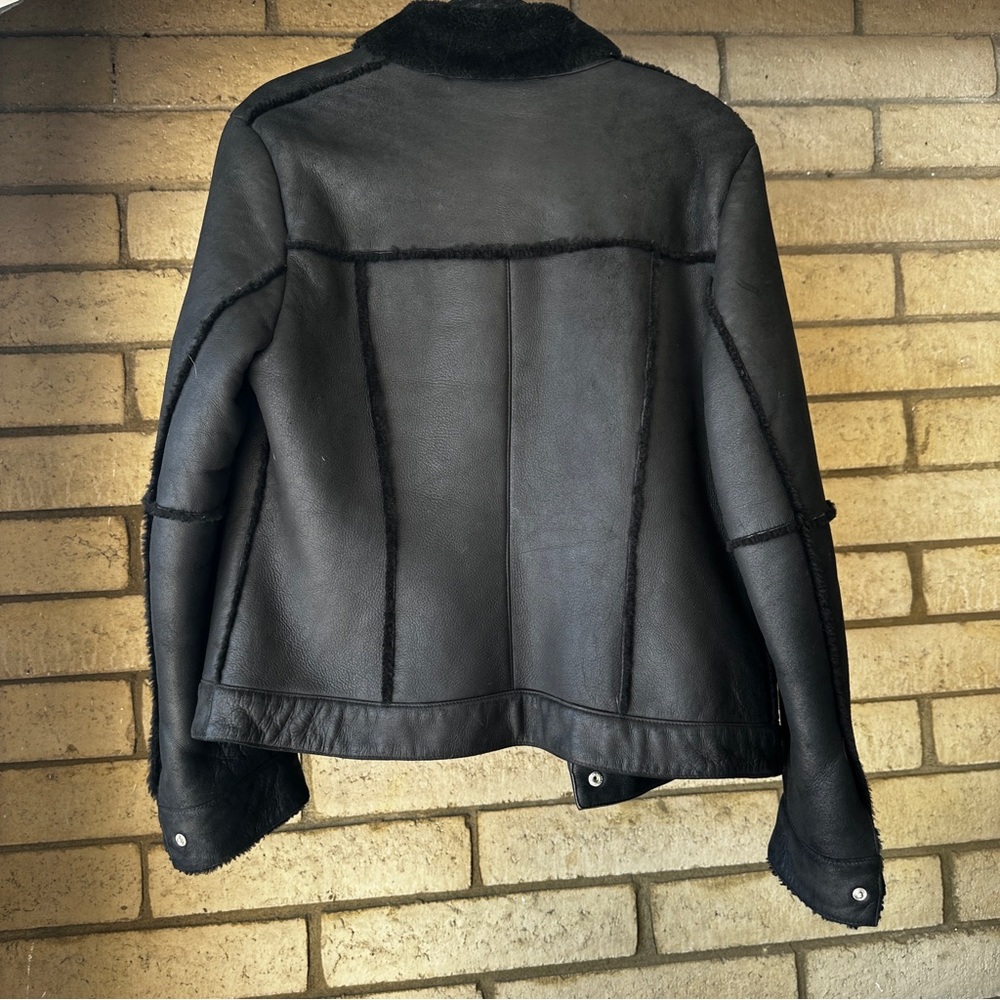 Escada Women's Black genuine lamb leather and Shearling Jacket - Picture 2 of 5